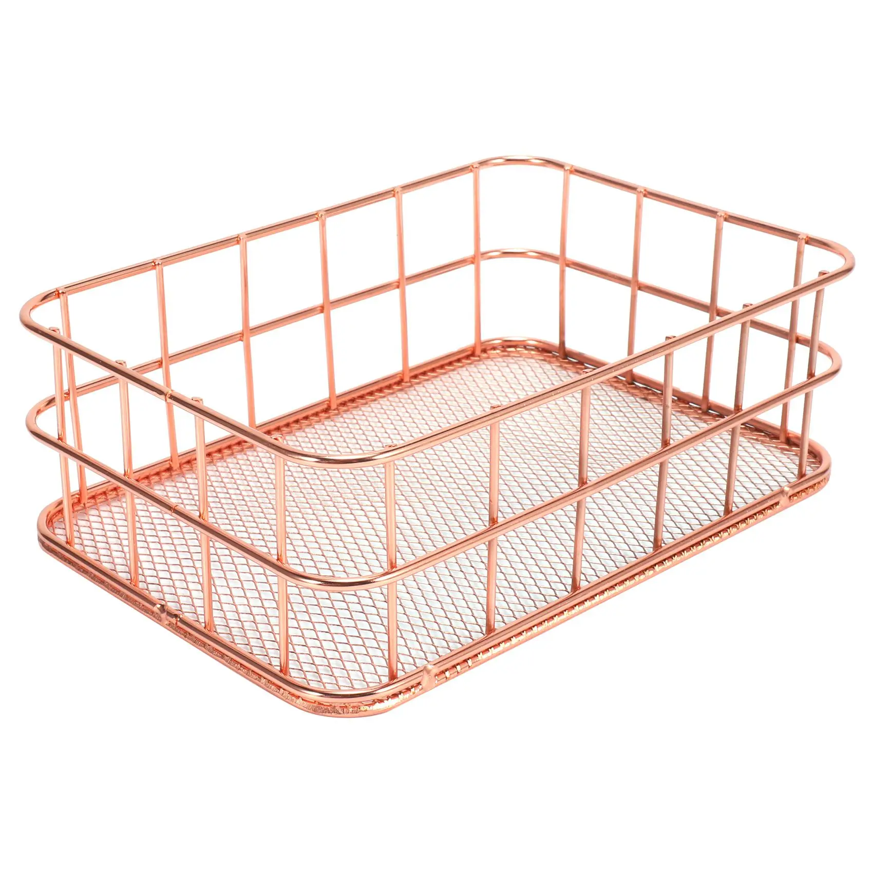 Customer Favorite Desktop Metal Storage Basket Storage Box Iron Grid Storage Tray Net Basket Storage Bins Storage Basket Rose Go
