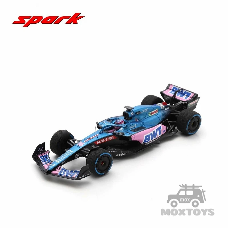 Spark 1:18 F1 2022 Alpine A522 BWT NO.14 F.Alonso 7th Monaco w/Acrylic Cover Model Car