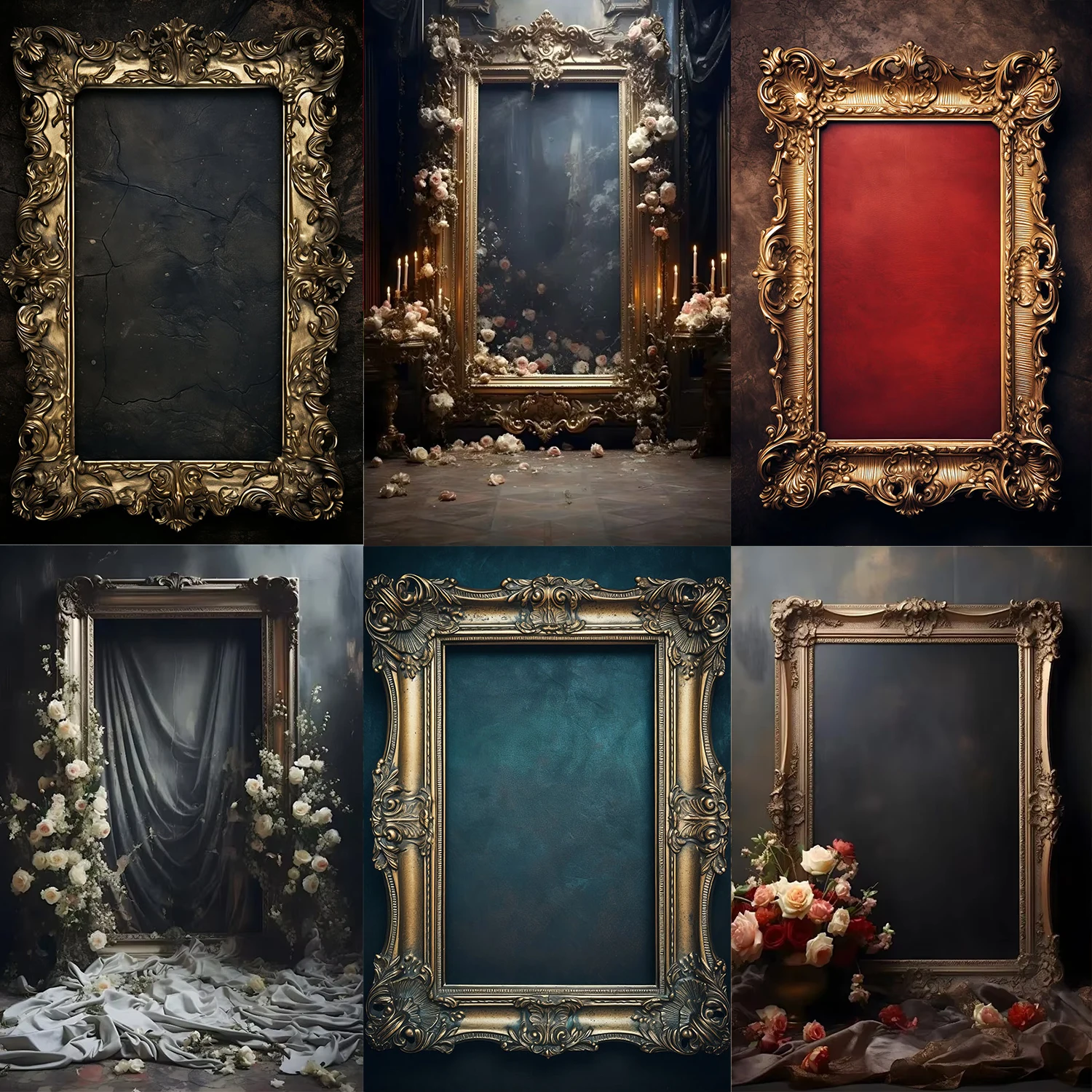 

Vintage Flower Oil Painting FrameTheme Texture Wall Adult Birthday Wedding Maternity Portrait Decor Background Photo Studio Prop
