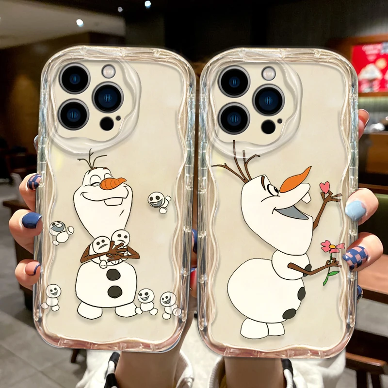 Olaf Frozen Disney Cute Cover For Apple iPhone 15 14 13 12 11 Pro X XR XS Max Plus 8 7 Plus SE Wave Oil Phone Case