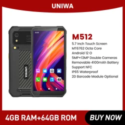UNIWA M512 Smartphone 5.7 inch Android 12 Mobile Phone 13MP IP65 4100mAh 4GB+64GB Octa-Core Cellphone