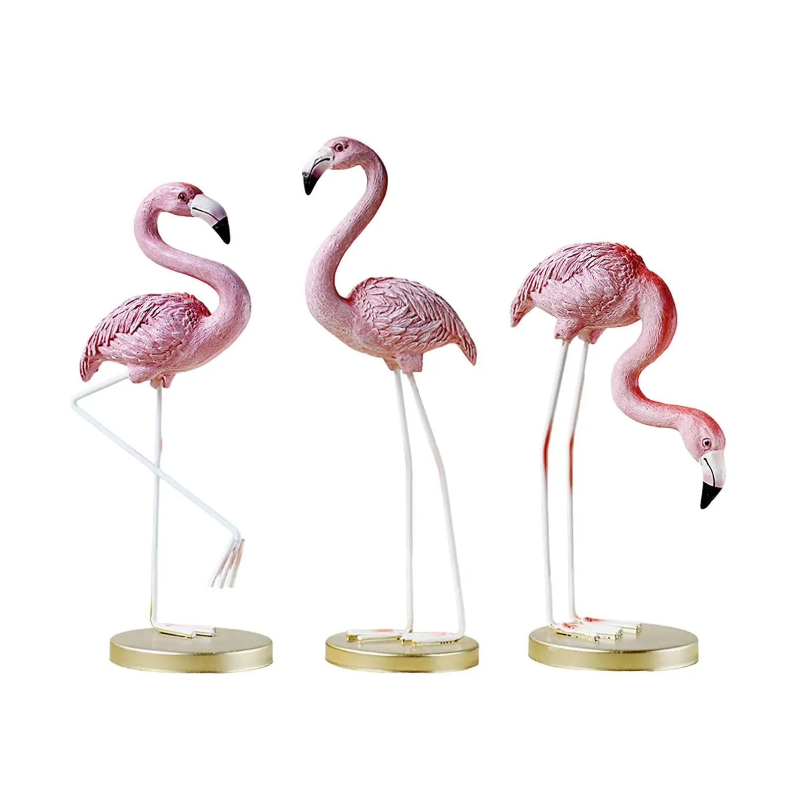 Flamingo Resin Statue Garden Figurine Bird Sculpture with Metal Stand for Housewarming Flowerbed Tropic Party Summer Weddings