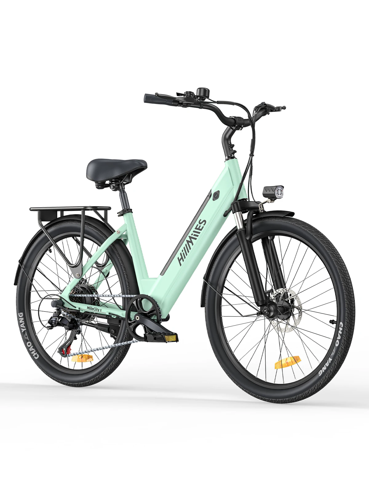 Elektrische fiets HillMiles MileCity 1, 26-inch elektrische fiets met instapframe, E-bike met een bereik van 120 km, 250W motor, 36V 13Ah accu, 25 km/u topsnelheid, 7 versnellingen, schijfremmen,