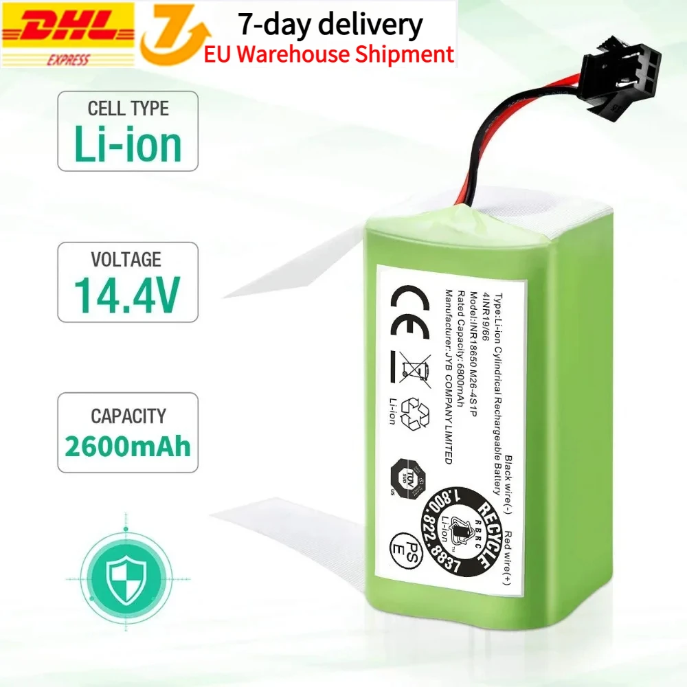 

Original 14.4V 2600mAh Replacement Battery for Conga Excellent 990 1090 1790 1990 Deebot N79S N79 DN622 Robovac 11 Tesvor X500