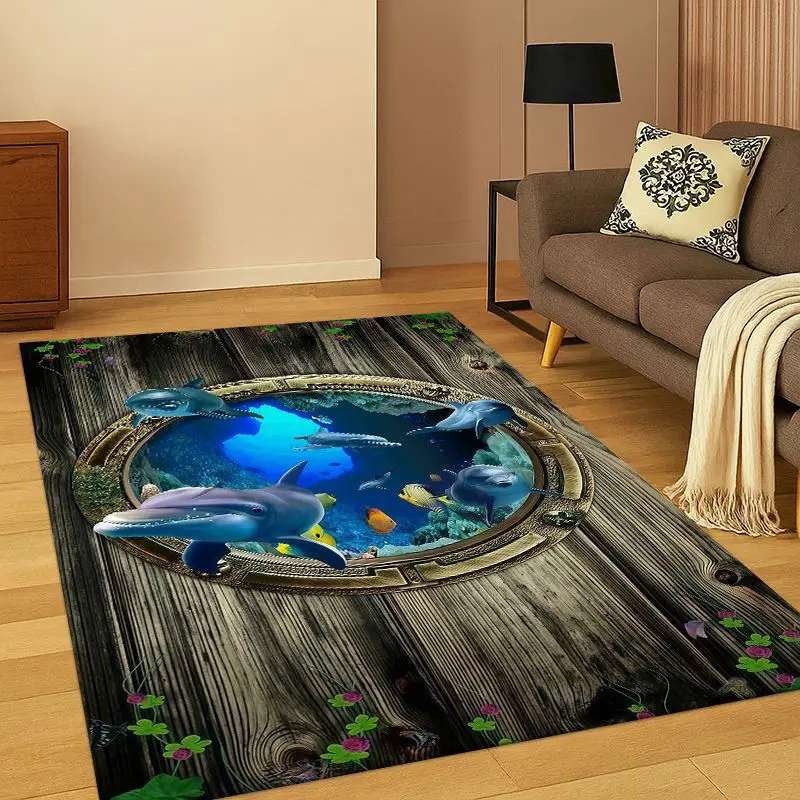 3D Illusion Pattern Hallucination Underwater Carpet Rug for Bedroom Living Room Sofa Playroom Doormat Home Decor Non-slip kids