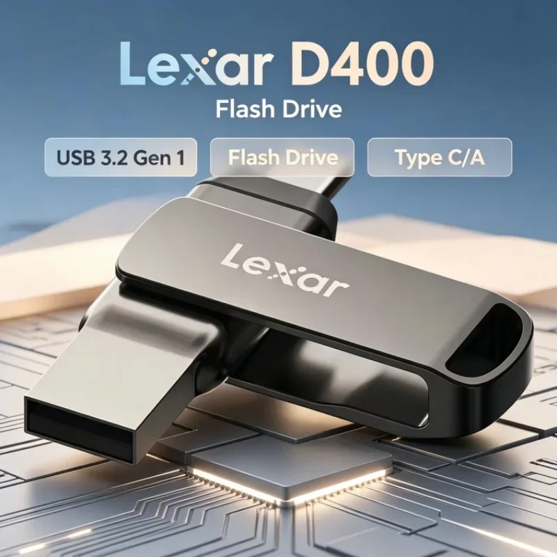 Lexar JumpDrive D400 USB Flash Drive 64GB 128GB 256GB Type C/A Dual Slot USB 3.2 Gen 1 For Tablet/Phone