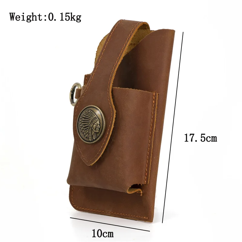 Fanny Waist Bag for Men Genuine Leather Retro Belt Purse Leg Hip Bag Military Tactical  Outdoor Pouch Cell Phone Pocket for Male