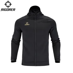 RIGORER Sport Sweater Men's Winter Loose Large Size Solid Color Hooded Zipper Cardigan Casual Jacket Coat Casual Sports Jackets