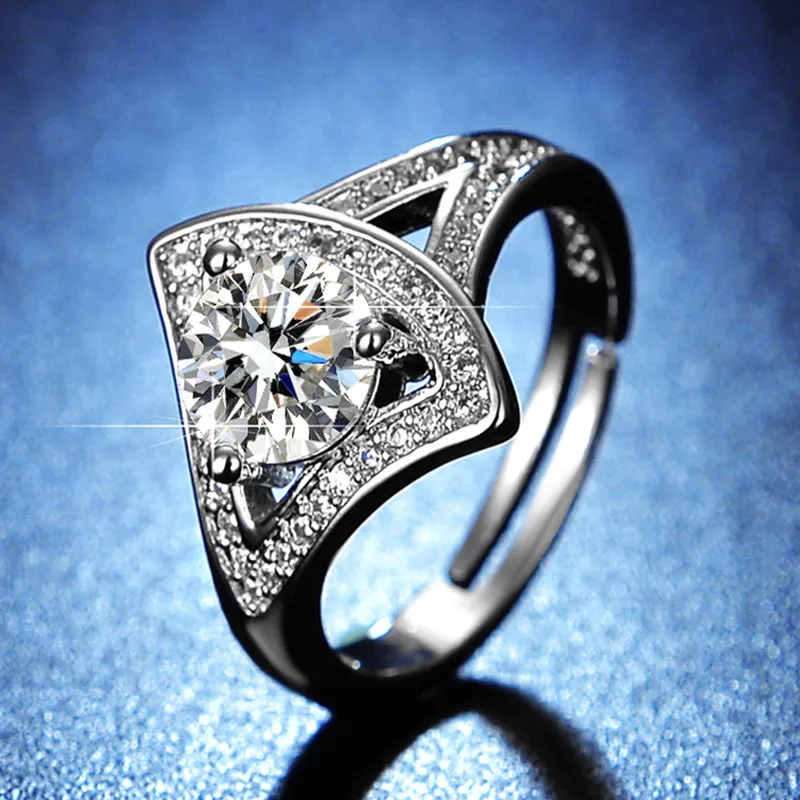 

Buyee 925 Sterling Silver Female Wedding Ring Elegant White Zircon Open Ring Finger for Women Bride Classic Fine Jewelry Circle