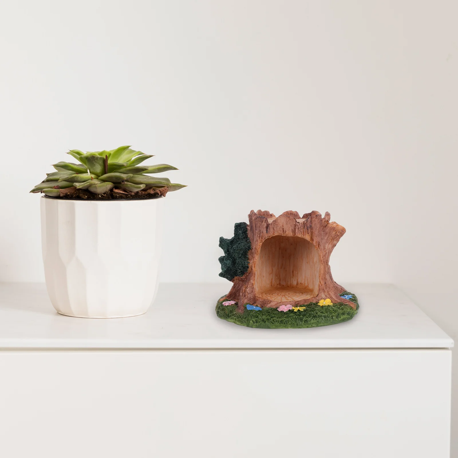 

Big Ornament Resin Desktop Decor For Living Room Office Cafe Photo Prop Small Stump Decoration Pastoral Style