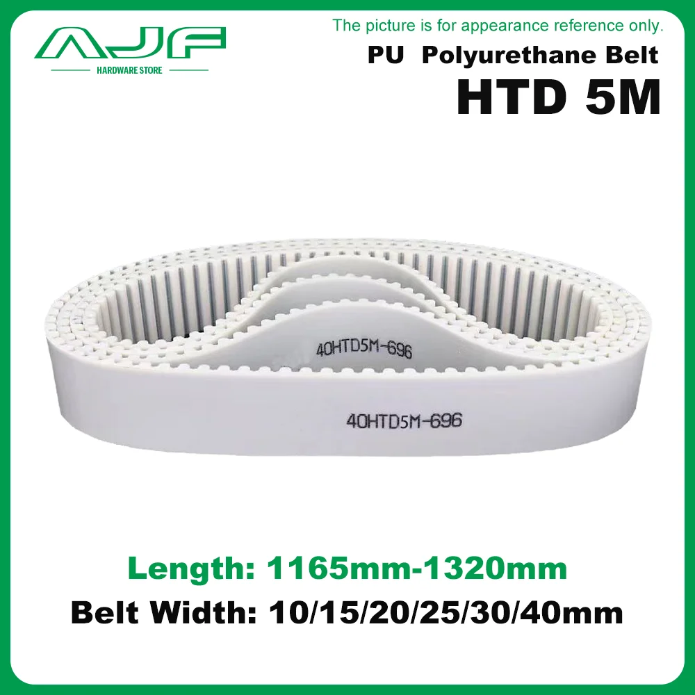 

HTD 5M PU Polyurethane Synchronous Belt Length 1165mm~1320mm Width 10/15/20/25/30/40mm HTD 5M 5M Timing Be Closed Loop Gear Belt