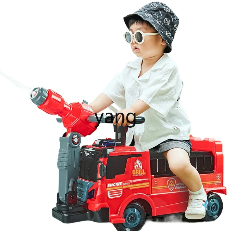 CX New Children's Electric Fire Truck Toy Sitting Boy Large Sprinkler Excavator