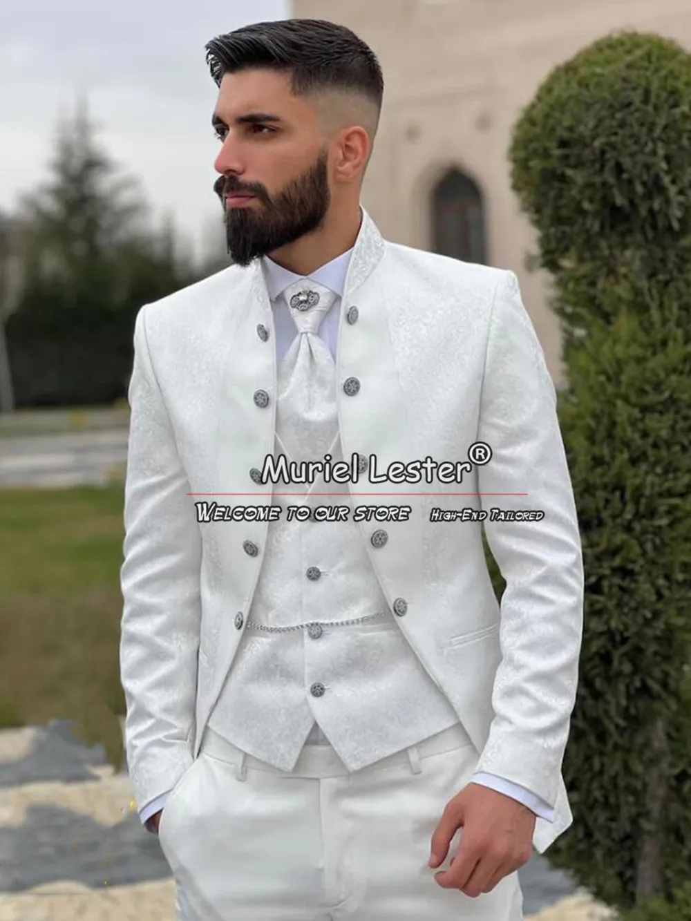 Elegant Jacquard Suits Men For Wedding  Black Velvet Lapel Floral Blazer Custom Made 3 Pieces Groom Wear Tuxedos Costume Homme