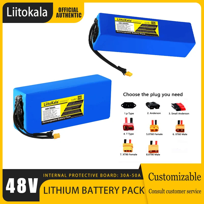 LiitoKala 48V 30Ah 40Ah 10Ah 12Ah 15Ah 20Ah 24Ah 36Ah E-Bike  Battery Pack For Electric bike Electric Scooter