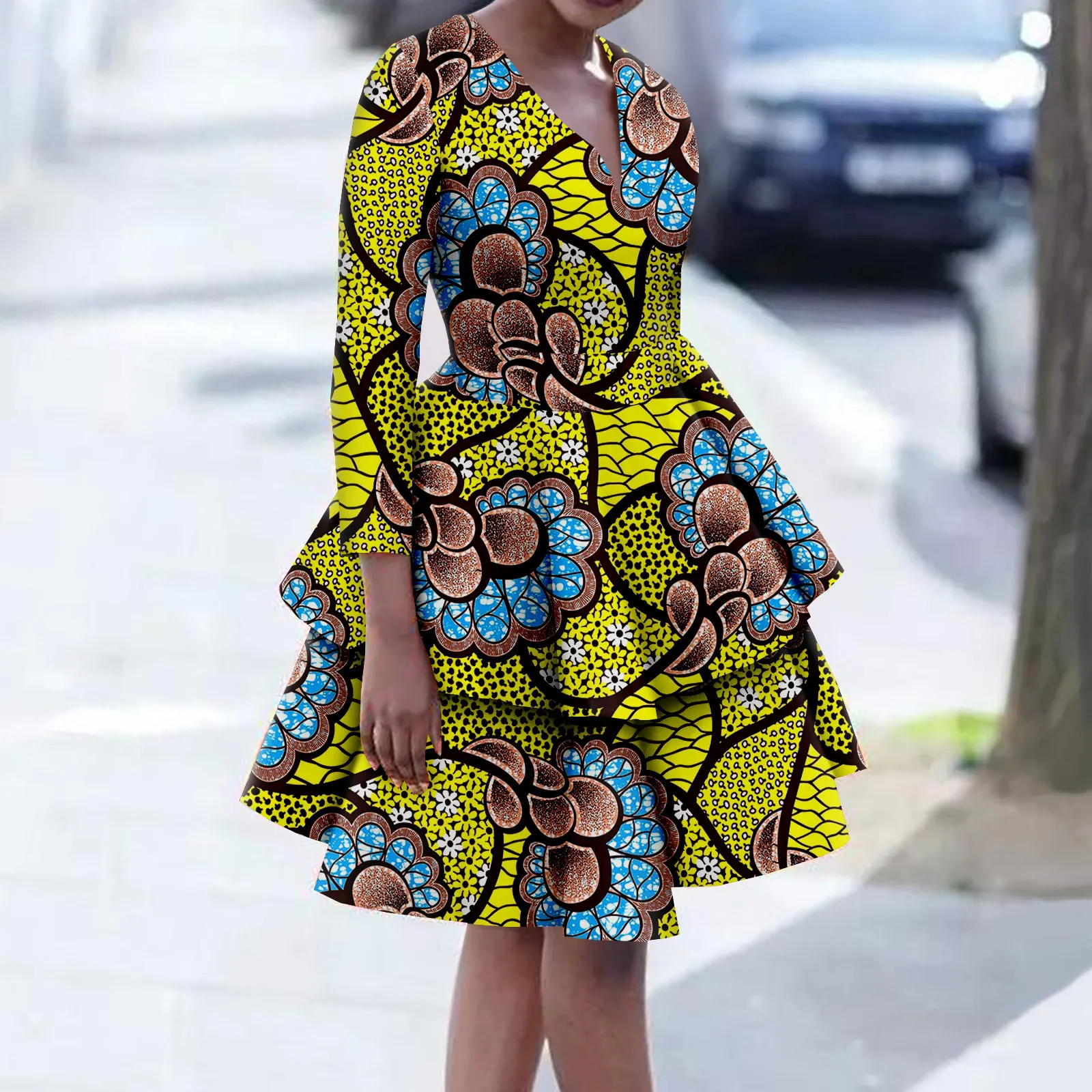 Afripride African Ankara Dresses for Women Tailor Made Knee Length V Neck 2 Layers Flare Casual Cotton Dress A2225072 - AliExpress 200000532 Afripride African Ankara Dresses for Women Tailor Made Knee Length V Neck 2 Layers Flare Casual Cotton Dress A2225072 - AliExpress 200000532