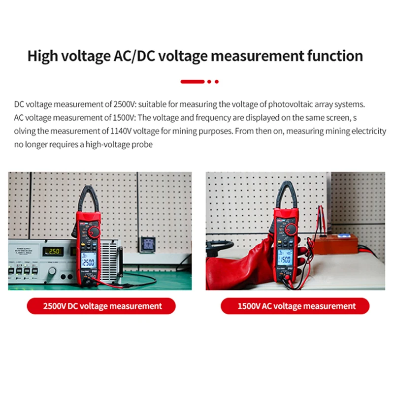 UNI T Digital Clamp Meter UT219PV Pliers Ammeter 1500V 2500V 1000A Professional AC DC Multimeter IP65 Bluetooth For Photovoltaic