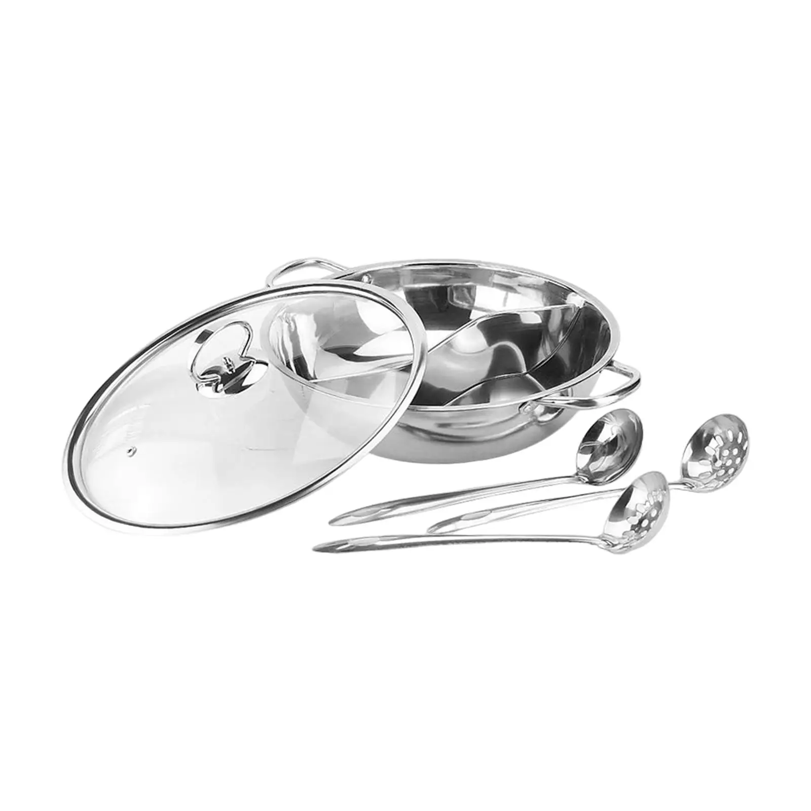 Double Flavor Hot Pot Devices Stainless Steel Kitchenware for Restaurant Camping Household