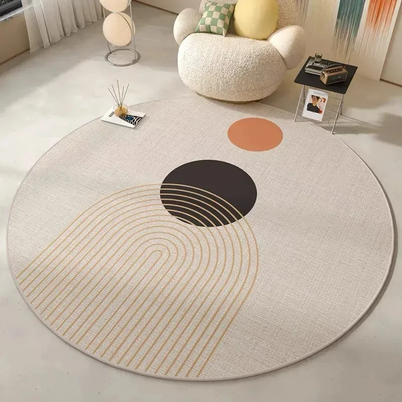 VIKAMA Modern Minimalist Round Rug Non-slip, Stain-resistant Sofa, Recliner, Bathroom, Laundry Room Rug Home Decor