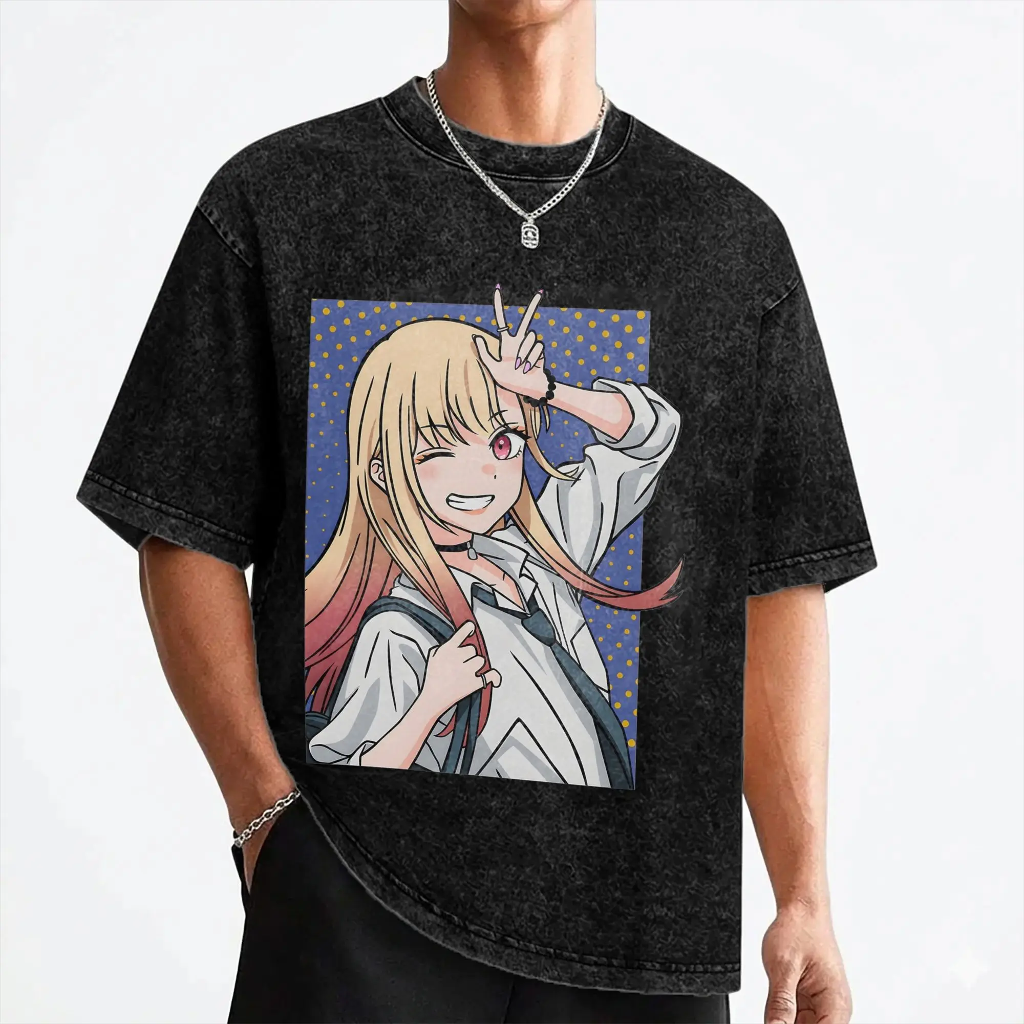 Marin Kitagawa Anime Washed T Shirt Streetwear Vintage T-Shirt Tee Shirt Men Women Short Sleeve Oversize Printed