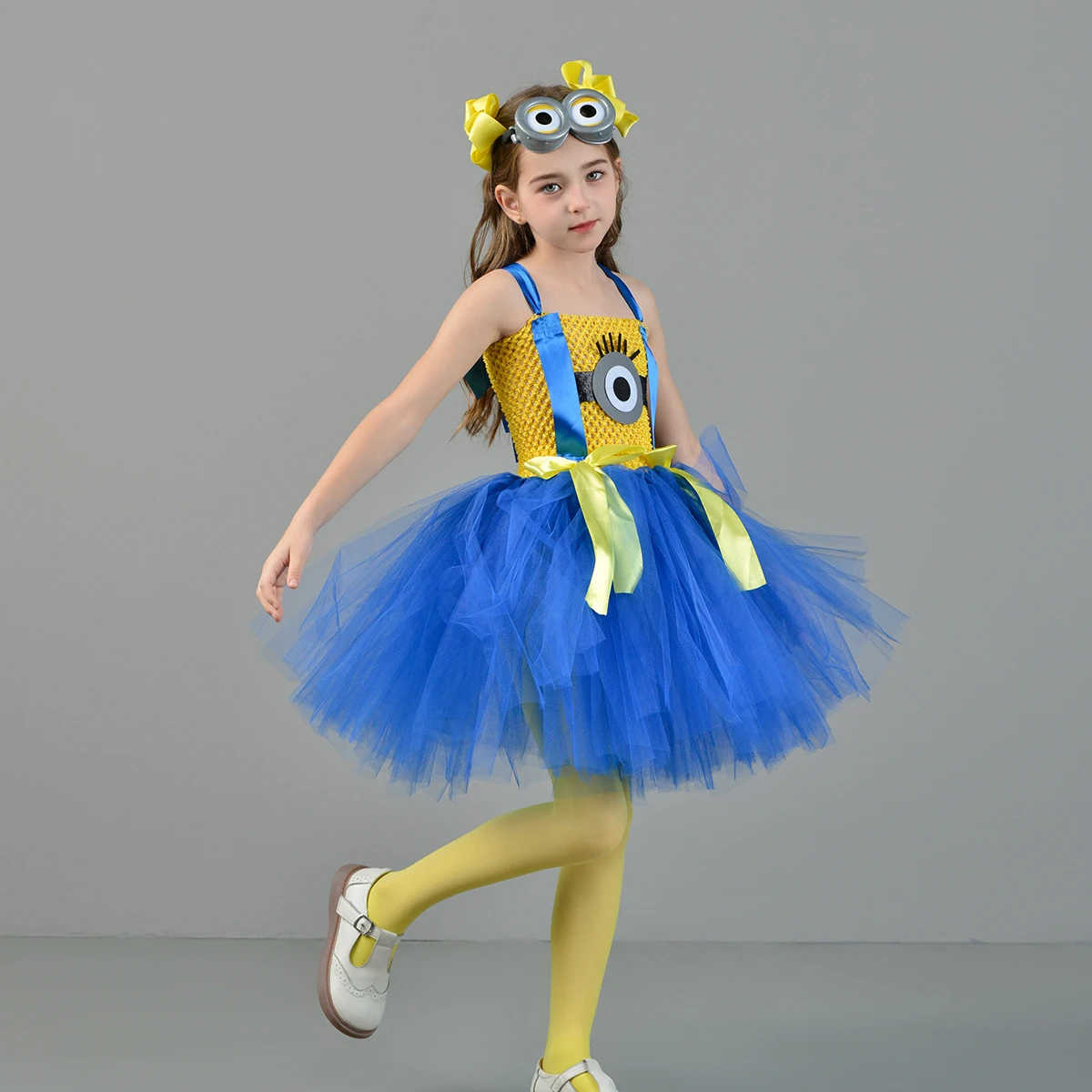 Big Eyes Mini Yellow Man Costumes for Baby Girls Anime Cartoon Characters Cosplay Dresses for Kids Birthday Outfit Party Clothes