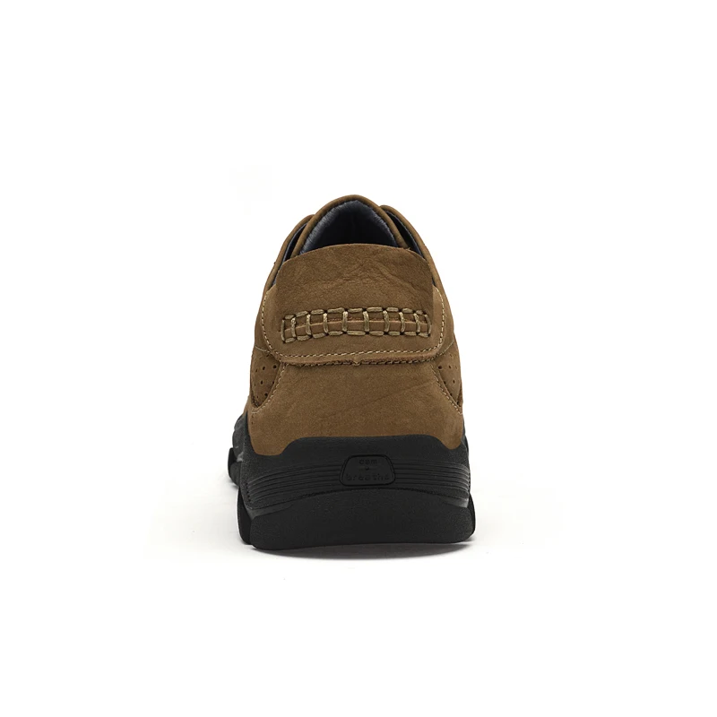 Men\'s Nubuck Leather Outdoor Casual Shoes Brown Oxfords Lace-Up Design with Anti-Skid Rubber Sole Large Sizes 48 49 50