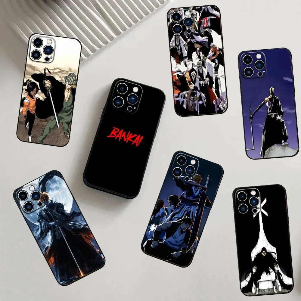 Anime B-BLEACH Phone Case For iPhone 16,15,14,13,12,11,Pro,X,XS,Max,XR,Plus,Mini Soft Silicone Black Shockproof TPU