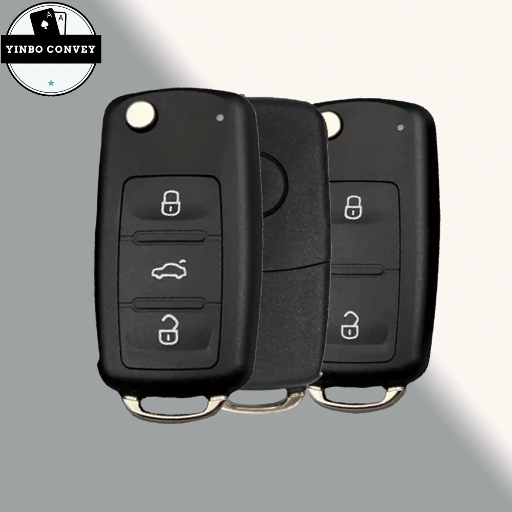 YINBO - 2/3Button Flip Fob Remote Folding Car Key Case ForVW VOLKSWAGEN Passat Tiguan Golf Sagitar Polo MK6 UncutBlade Fob 202AD