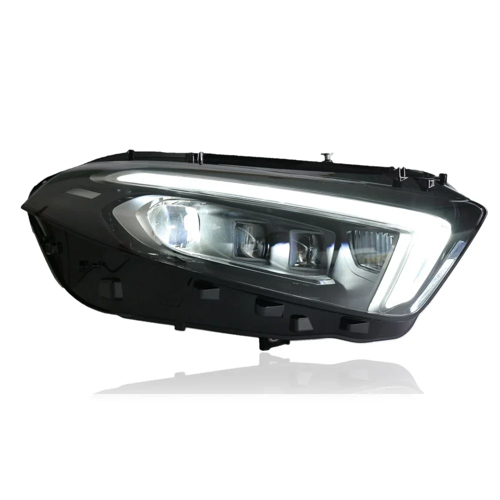 السيارات العلوي لمرسيدس بنز A180 A200 W177 2018-2023 تجديد الجمعية LED DRL الديناميكية بدوره مصباح إشارة ثنائية البؤرة عدسة مصباح سيارة