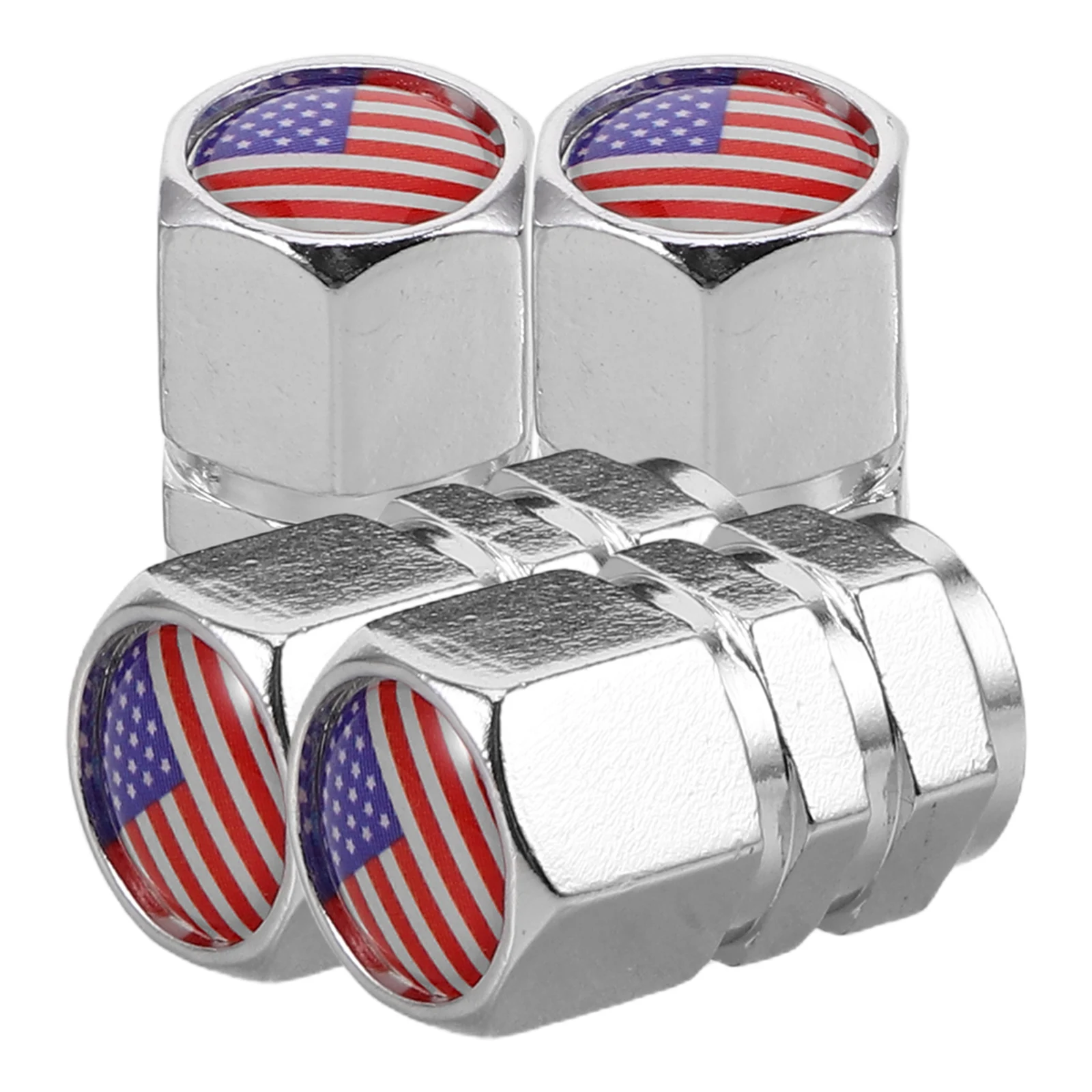 

4 Pcs Tire Valve Cap Aluminum Alloy Hexagonal Dustproof Car Tire Air Stem Cover Metal Protective Replacement Decorative