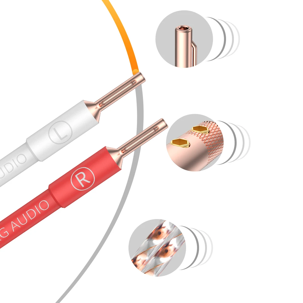 1 Pair Viborg VS903 Flat Speaker Audiophile Cable HIFI Loudspeaker Cable With Pure Copper Plug for Home Theater Power Amplifier