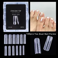 120pcs Toe Nail Dual Form False Tips Extension Molds Full Cover Building Gel Mold Tips Acrylic DIY Nail Decoration Upper Form