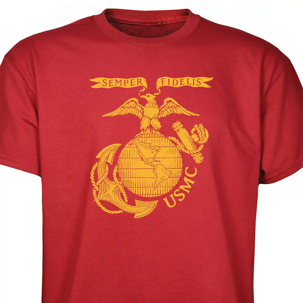 US Marine Corps Eagle, Globe, and Anchor Badge T-Shirt 100% Cotton O-Neck Short Sleeve Summer Casual Mens T-shirt Size S-3XL