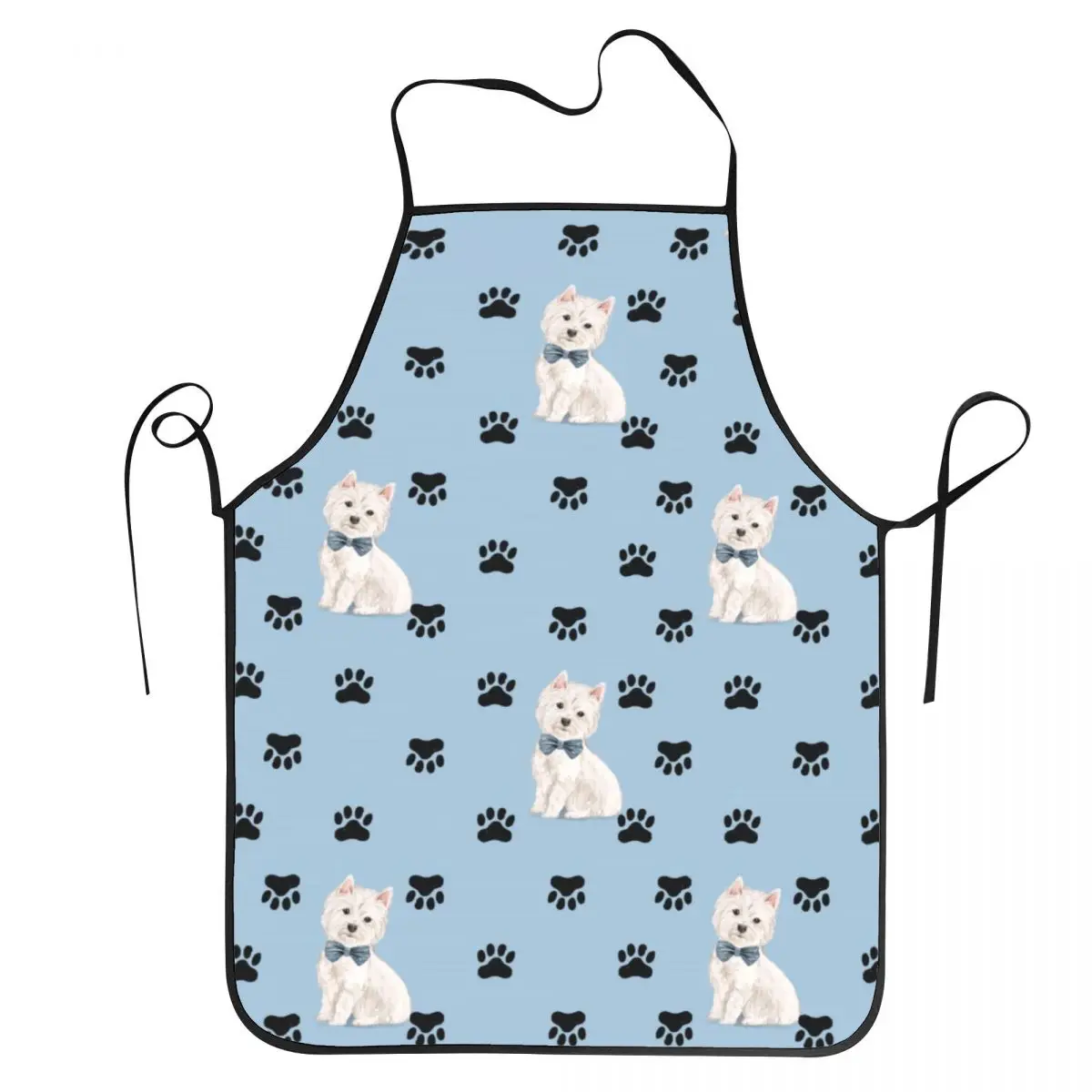 West Highland White Terrier Paw Pattern Aprons Men Women Westie Dog Adult Unisex Kitchen Chef Bib Tablier Cuisine Cooking Baking