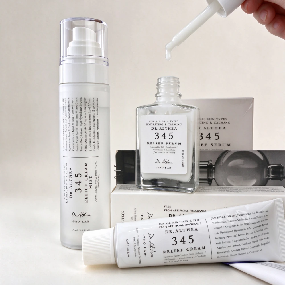Dr Althea 345 Relief Cream Mist Serum Soothing Calming Hydrating 147 Barrier Cream Set for Sensitive Skin Daily Care Bundle Pack