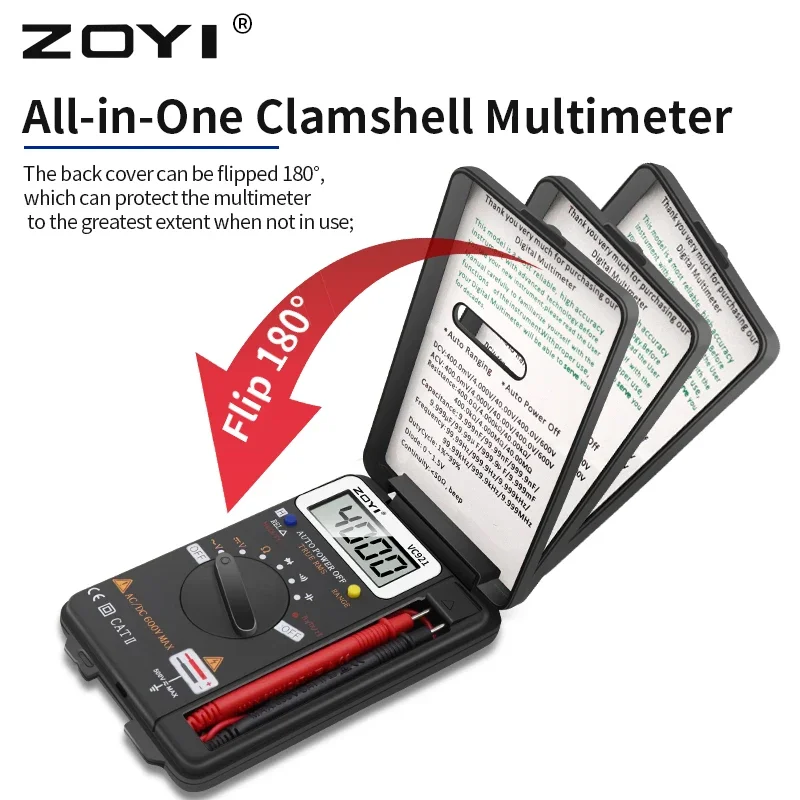 Digital Handheld Multímetro Bolso Capacitância Resistência Frequency Tester Pessoal Zoyi-vc921