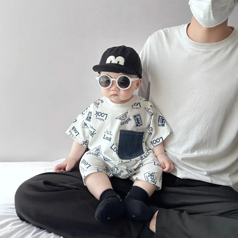 ZOETOPKID Baby Onesies Bodysuit and Hat Cotton Summer Newborn Boys Girls Rompers Short-Sleeved Thin Infant Climbing Clothes