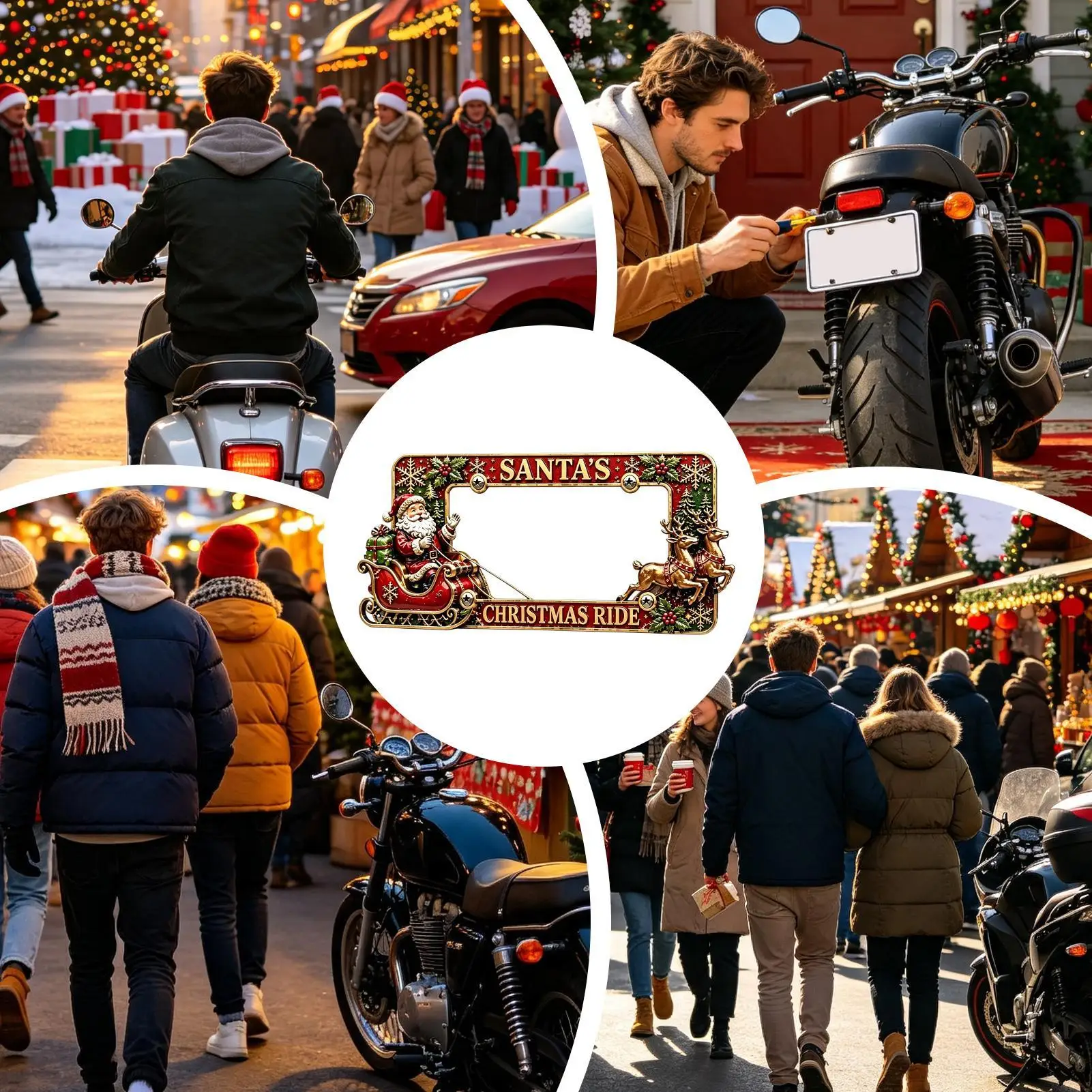 Motorcycle Plate Frame Metal Christmas Motorbike Tag Supplies Motorbike Tag Cover Holder For Riders Collectors Modifiers Women