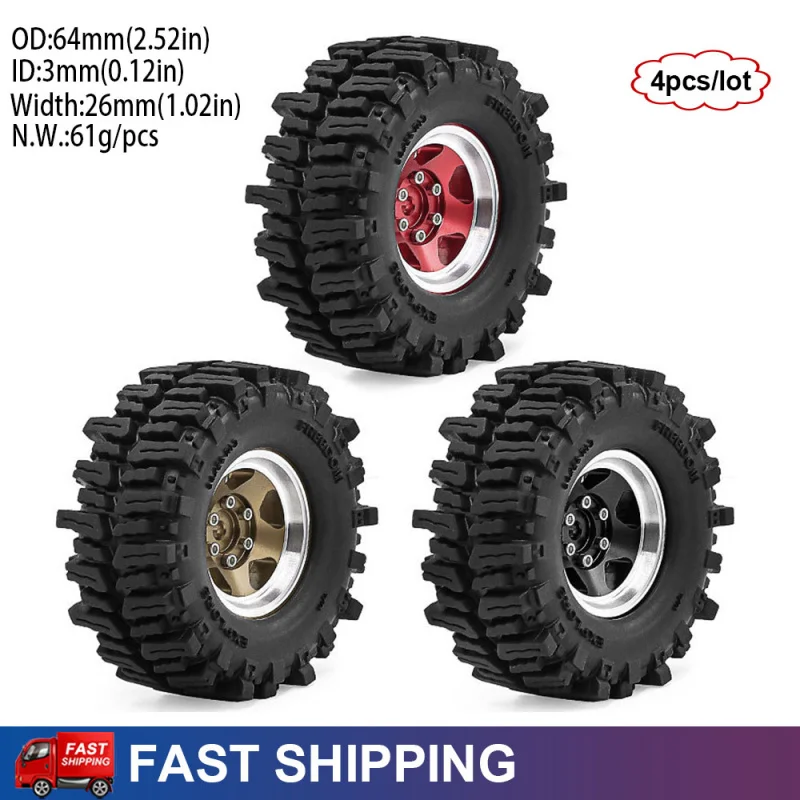 

Комплект из 4 металлических колес с бедлоками 1,3 дюйма для радиоуправляемых краулеров 1/18 1/24 Traxxas TRX4M, Axial SCX24, AX24, FCX24, FCX24M, Ascent-18