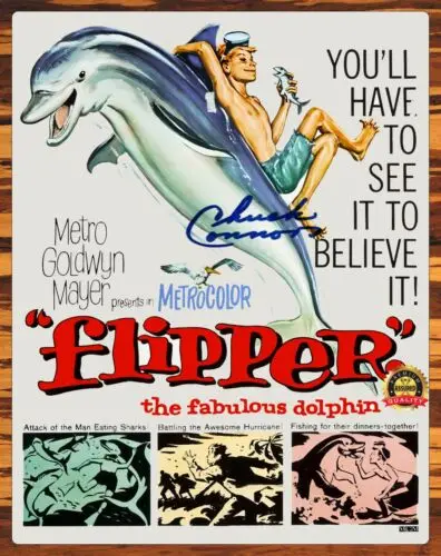 Flipper - The Fabulous Dolphin - 1963 - Signed - Reprint - Metal Sign