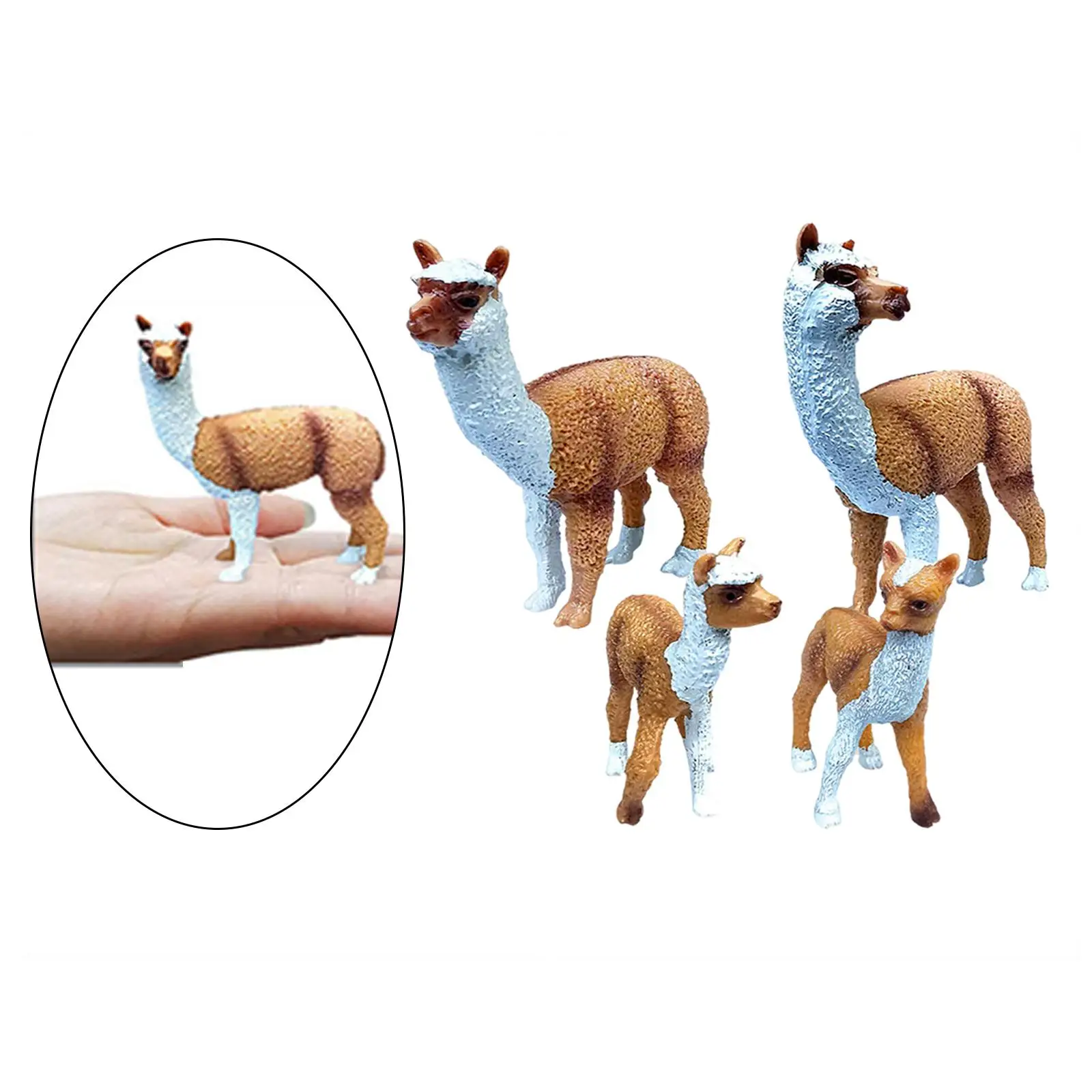 4 PCS Lovely Alpaca Figures Plastic Zoo Animal Model Home Ornaments Gift