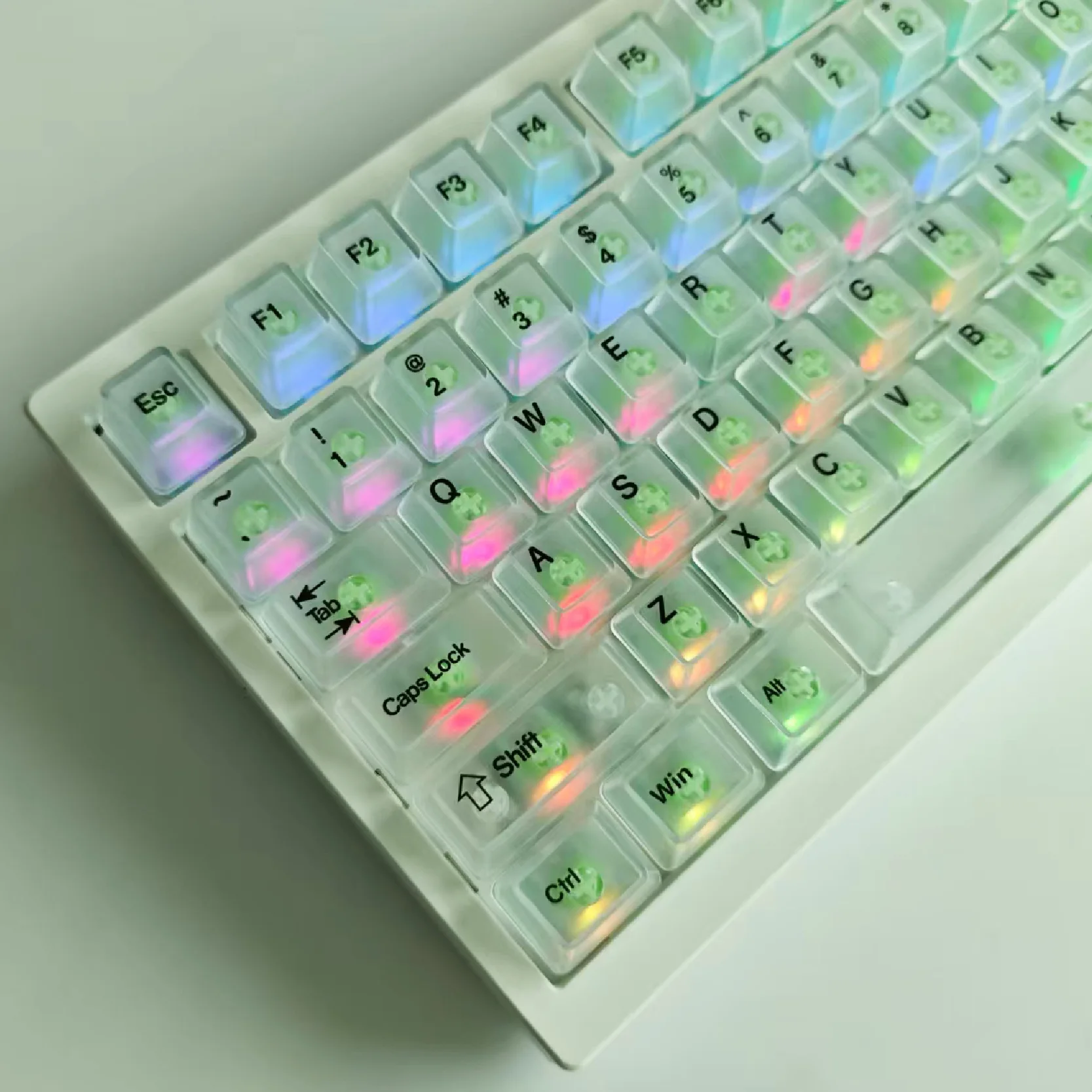 Crack Top Surface Fog Clear White Engraved Transparent Keycap O EM Height PC Material Mechanical Keyboard Keycap
