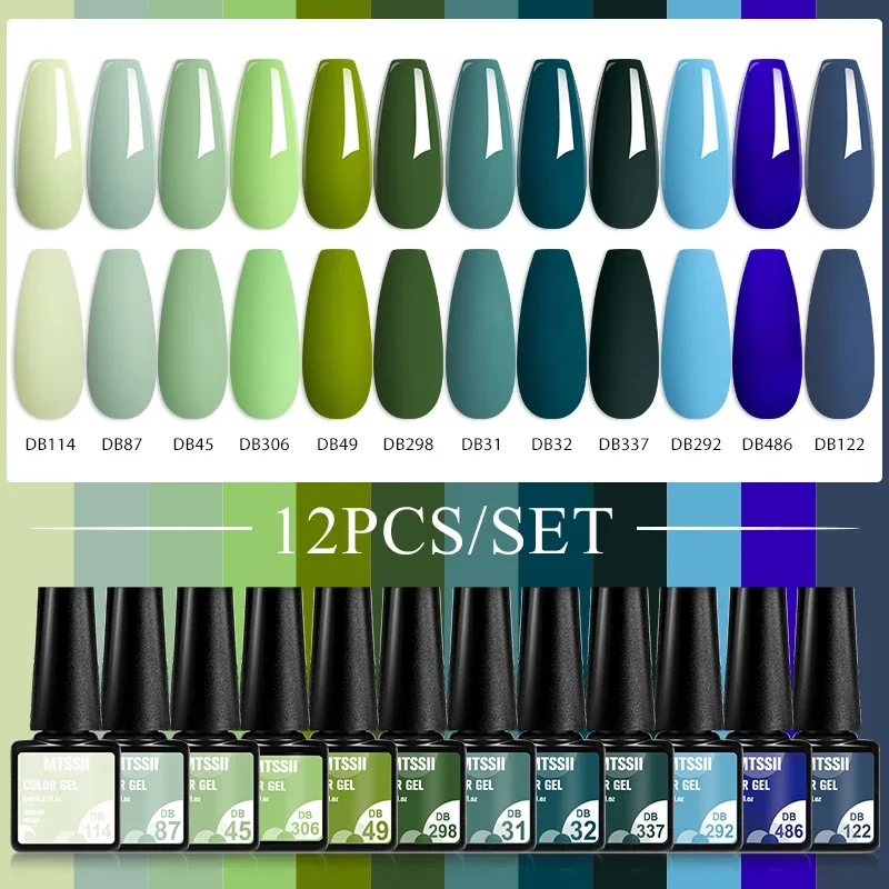 MTSSII 12 stks/set Naakt Huidskleur Gel Nagellak Set Effen Eenvoudige Semi Permanente Hybride Gel Vernissen Losweken UV Lamp voor Nagels