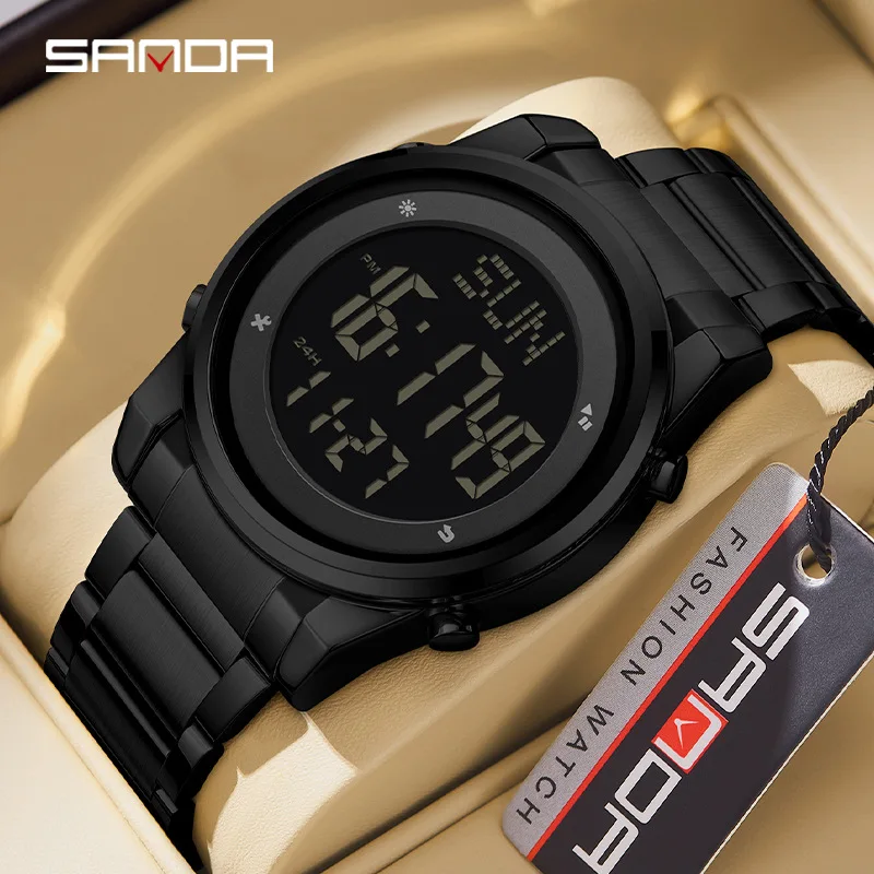 

Sanda 6160 New Fashion Stainless Steel Strap Digital Movement Trendy Outdoor Sports Mode Teenager Students Wrist Stop Watch