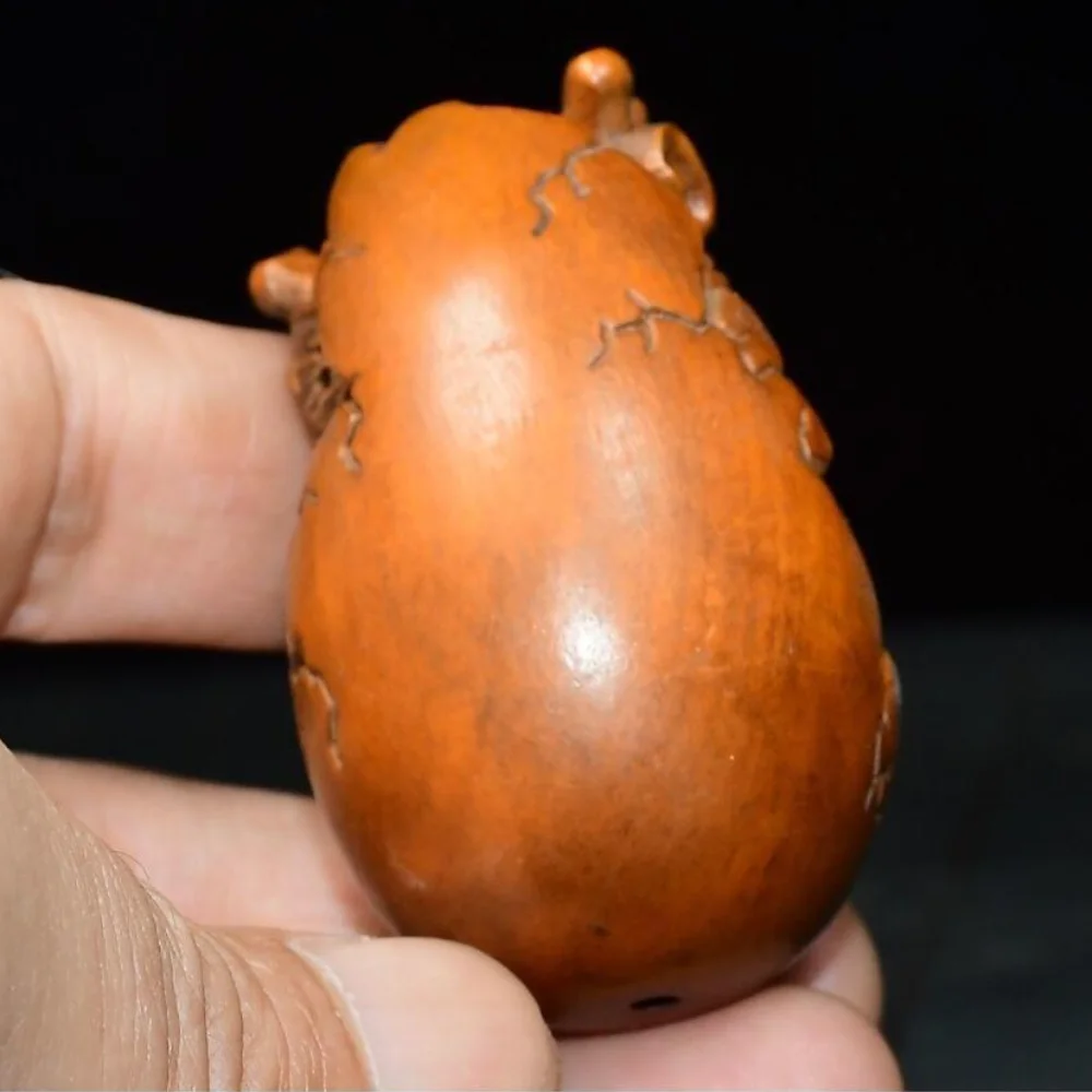 Hand Carved Boxwood Dragon Egg Figurine Statue Cute Baby Loong Sculpture Oriental Desktop Decor Craft Gift