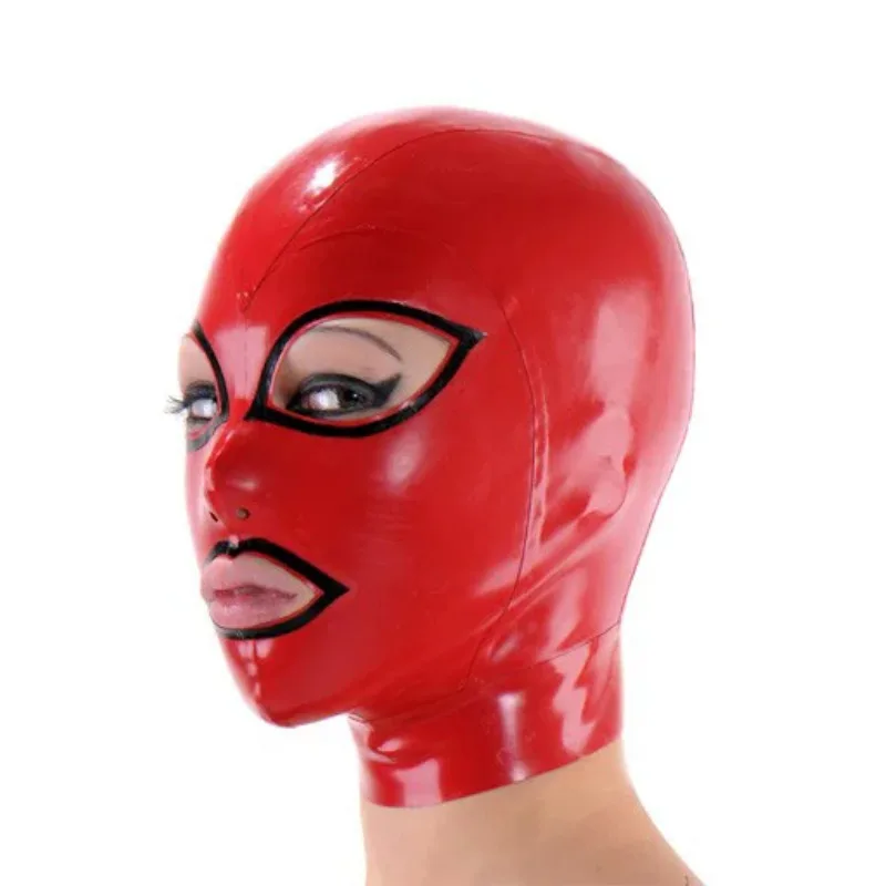 

customized Latex Hood Rubber Mask Handmade With Eyes Mouth Black Trim Sexy Cosplay Costumes for Men Women