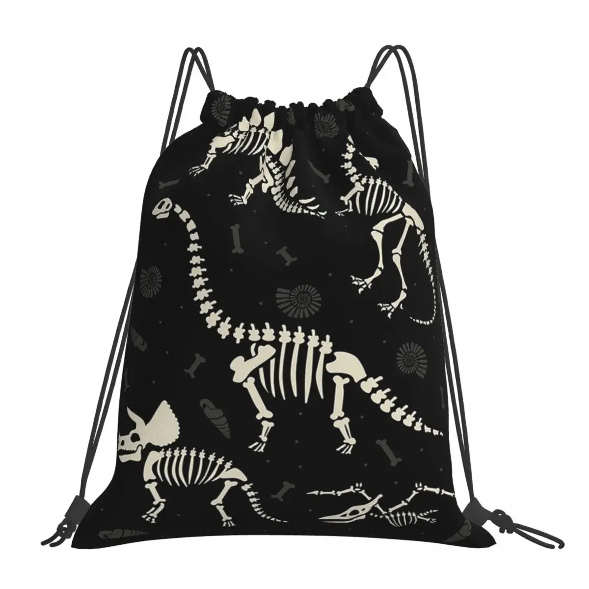 

Dinosaur Fossils In Black Backpacks Drawstring Bags Drawstring Bundle Pocket Storage Bag BookBag For Man Woman Students