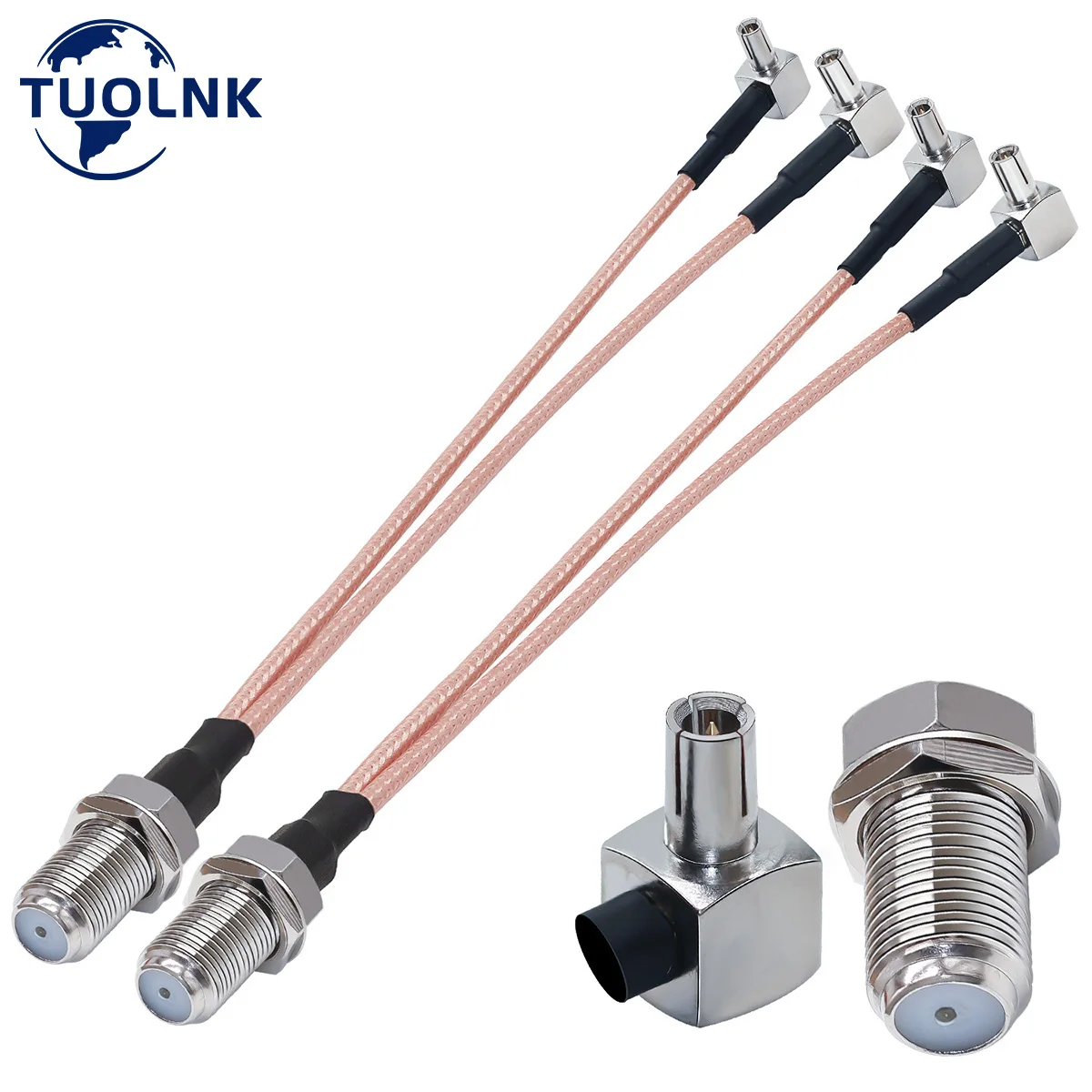 

2pcs F to TS9 Coax Cable F Type Female to Dual TS9 Male Right Angle Splitter Cable RG316 6inch (15cm) Y Type Coaxial Cable