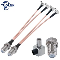 2pcs F to TS9 Coax Cable F Type Female to Dual TS9 Male Right Angle Splitter Cable RG316 6inch (15cm) Y Type Coaxial Cable