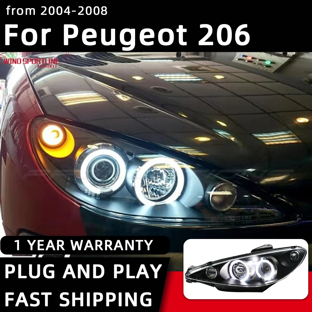 Car Styling Headlights for Peugeot 206 LED Headlight 2004-2008 Head Lamp DRL Signal Projector Lens Automotive Accessories