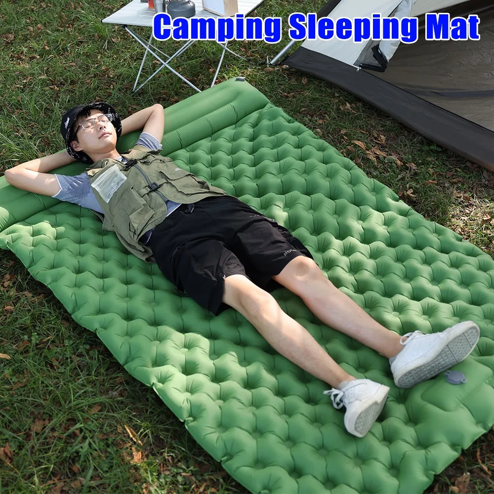 Self Inflating Camping Air Mattress Foot Pump Sleeping Pad TPU with Pillow Portable Durable Outdoor Tent Sleep Mat